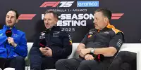 James Key, Oliver Oakes, Christian Horner, Zak Brown