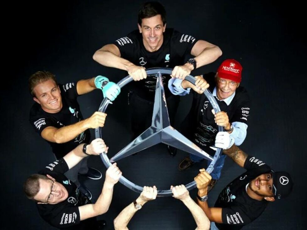 Toto Wolff, Lewis Hamilton, Nico Rosberg, Niki Lauda
