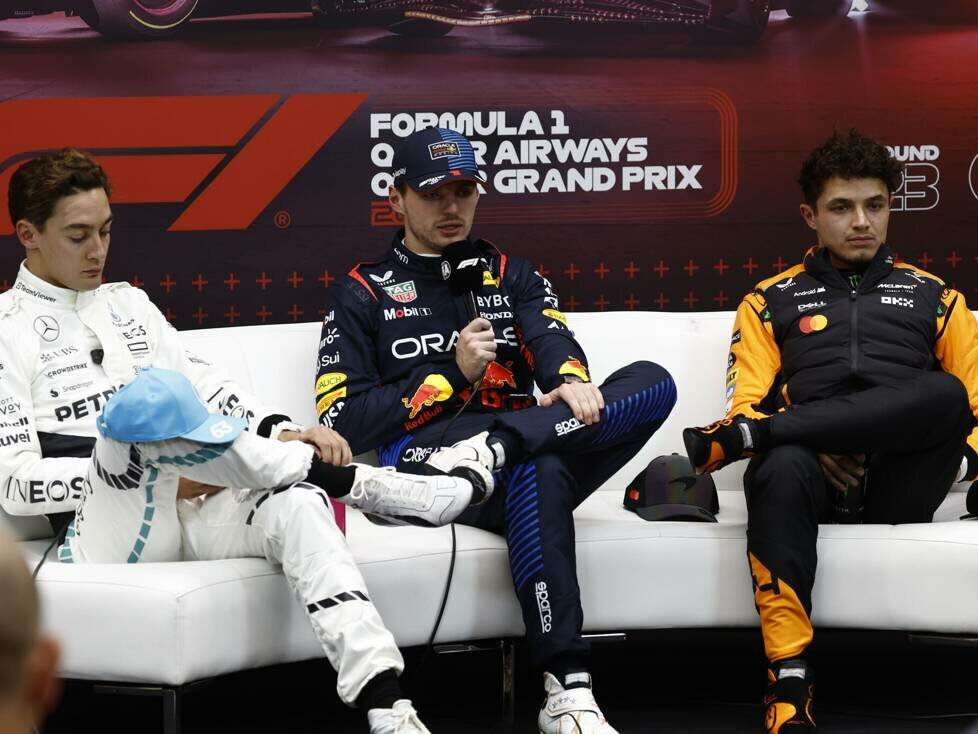 George Russell, Max Verstappen, Lando Norris
