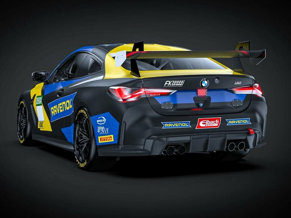 Heckansicht des BMW M4 GT4 Evo von FK Performance Motorsport