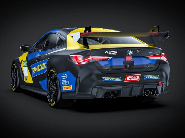 Heckansicht des BMW M4 GT4 Evo von FK Performance Motorsport Heckansicht des BMW M4 GT4 Evo von FK Performance Motorsport