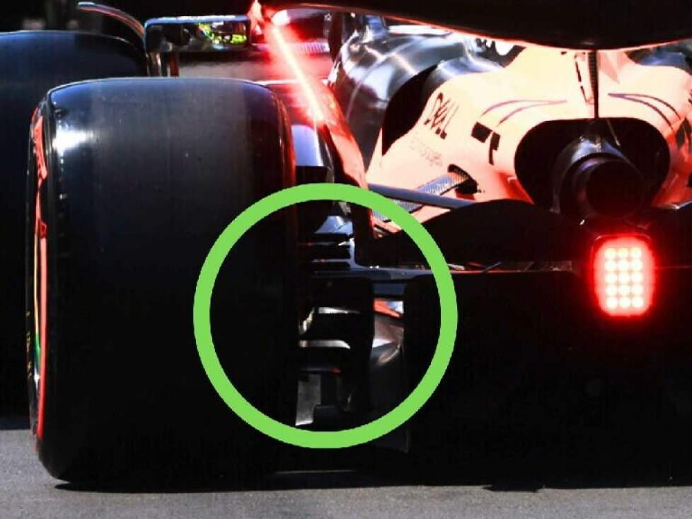 Neue Winglets am Bremsschacht der Hinterachse am McLaren MCL39 in Shanghai
