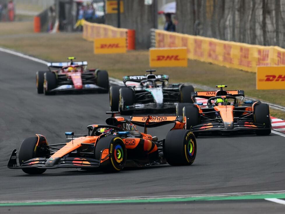 Oscar Piastri, Lando Norris, George Russell, Lewis Hamilton