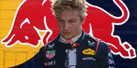 Formel-1-Fahrer Liam Lawson vor einem Red-Bull-Logo (Fotomontage)