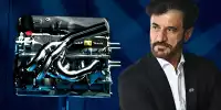 Ein V10-Motor von Renault neben FIA-Präsident Mohammed bin Sulayem (Fotomontage)