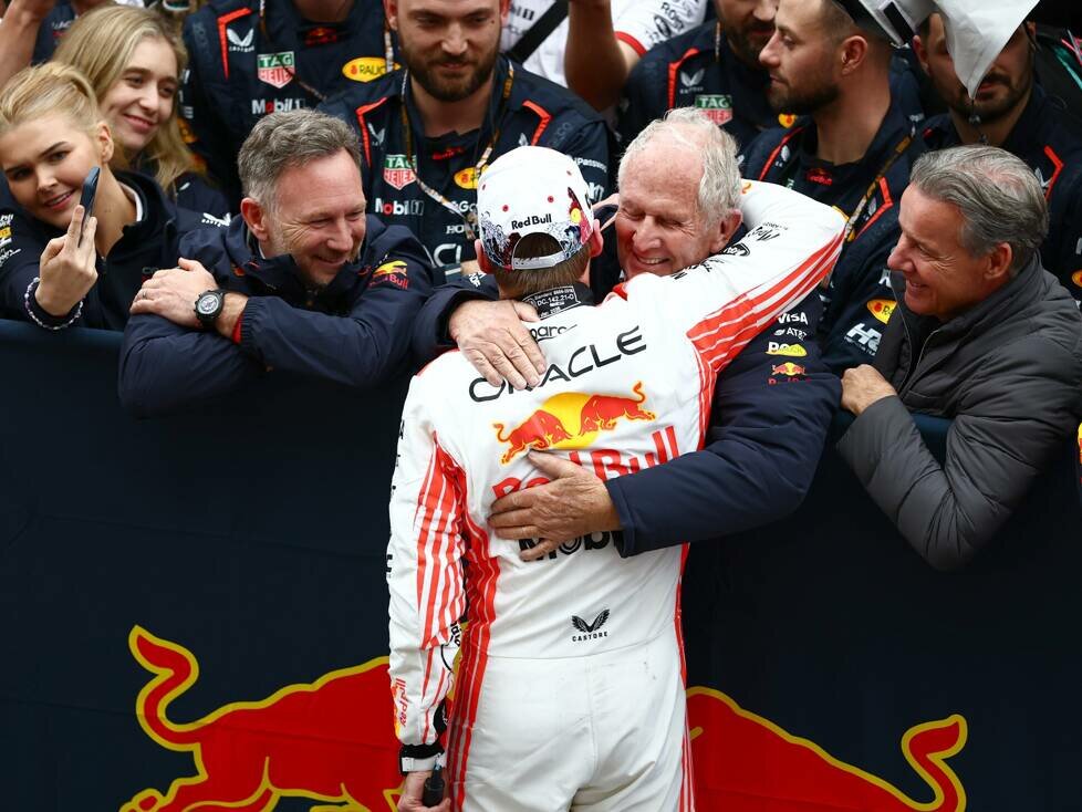 Max Verstappen, Christian Horner, Helmut Marko, Chris Vermeulen