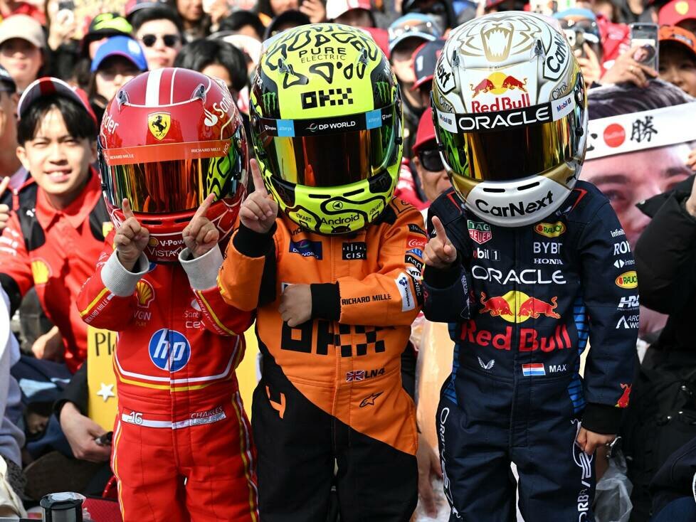 Charles Leclerc, Lando Norris, Max Verstappen