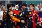 Oscar Piastri (McLaren), Max Verstappen (Red Bull) und Charles Leclerc (Ferrari) 