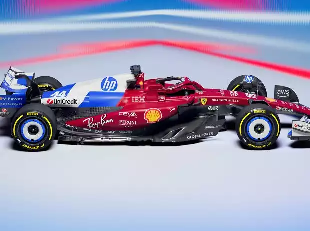 Titel-Bild zur News: Die Ferrari-Sonderlackierung beim Miami-Grand-Prix 2025