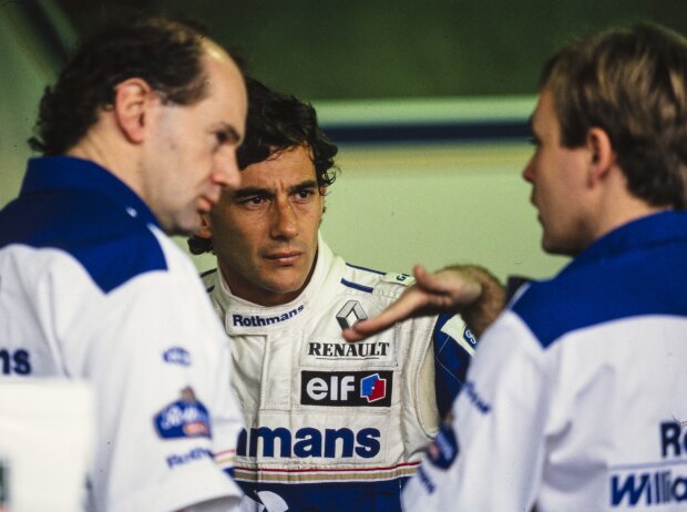 Adrian Newey, Ayrton Senna und David Brown (Williams) Adrian Newey, Ayrton Senna und David Brown (Williams)