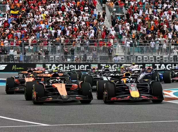 Carson Hocevar, Max Verstappen, Lando Norris, Oscar Piastri Titel-Bild zur News: Carson Hocevar, Max Verstappen, Lando Norris, Oscar Piastri
