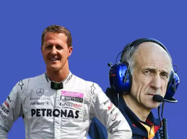 Fotomontage: Michael Schumacher und der kritische Blick von Franz Tost Titel-Bild zur News: Fotomontage: Michael Schumacher und der kritische Blick von Franz Tost