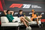 Lance Stroll (Aston Martin), Franco Colapinto (Alpine) und Oscar Piastri (McLaren) 