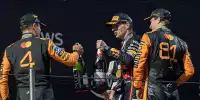 Lando Norris, Max Verstappen und Oscar Piastri auf dem Podium in Imola