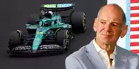 Fotomontage: Der Aston Martin AMR25 und Formel-1-Designer Adrian Newey