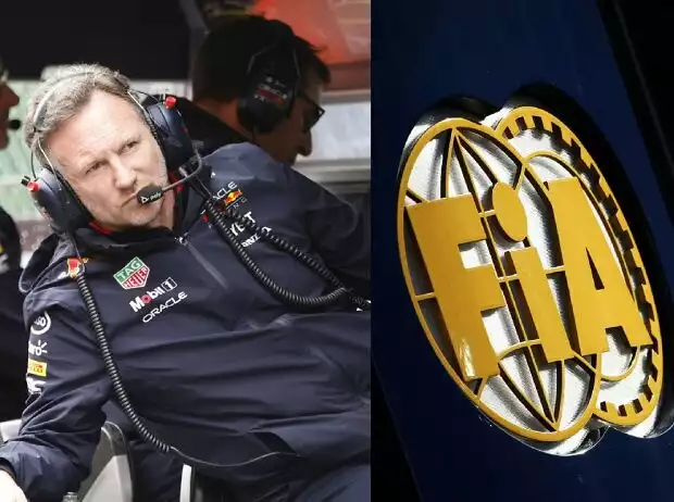 Formel-1-Teamchef Christian Horner mit einem FIA-Logo (Fotomontage) Titel-Bild zur News: Formel-1-Teamchef Christian Horner mit einem FIA-Logo (Fotomontage)