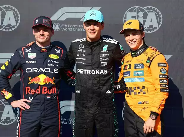 George Russell, Max Verstappen, Oscar Piastri Titel-Bild zur News: George Russell, Max Verstappen, Oscar Piastri