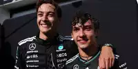George Russell und Andrea Kimi Antonelli nach dem Formel-1-Rennen in Kanada 2025