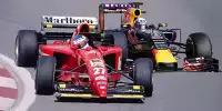 Fotomontage: Der Ferrari von 1995 vor dem Red Bull von 2015