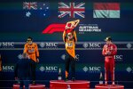 Lando Norris (McLaren), Oscar Piastri (McLaren) und Charles Leclerc (Ferrari) 