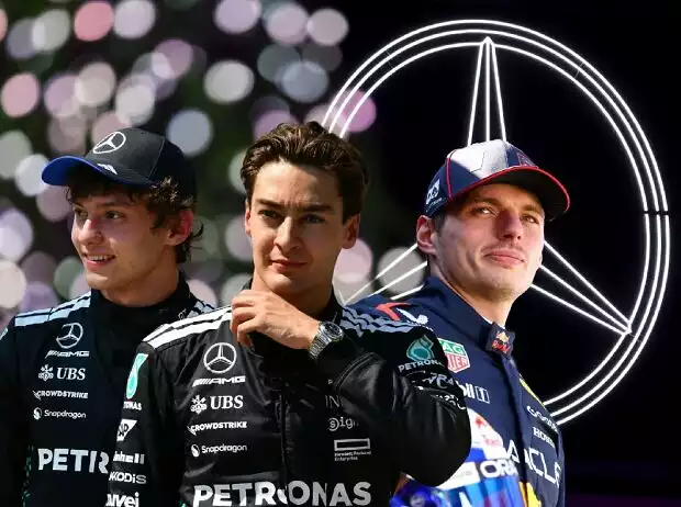 Titel-Bild zur News: Fotomontage: Antonelli, Russell und Verstappen als Mercedes-Kandidaten für 2026