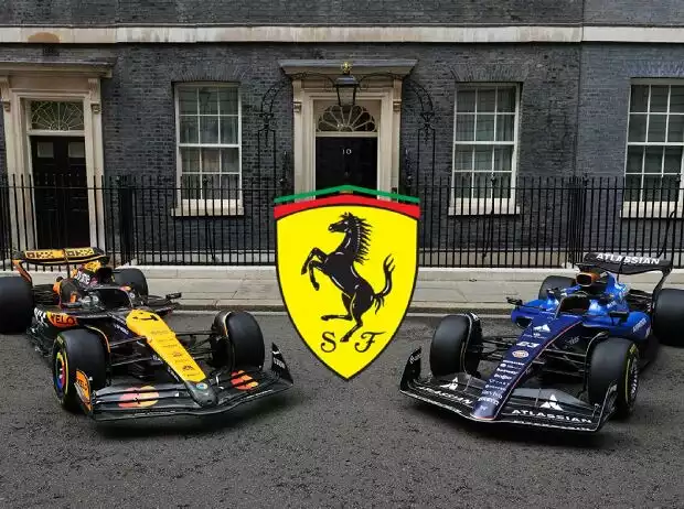 Titel-Bild zur News: Formel-1-Autos vor der Downing Street 10 in London