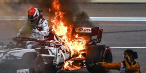 Alfa Romeo von Kimi Räikkönen fängt Feuer