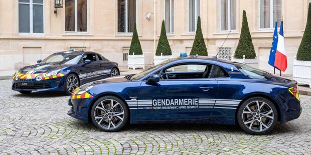 Die Alpine A110 als Polizeiauto in Frankreich