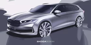 Neuer Skoda Superb (2024) zeigt seine Serienoptik auf Skizzen