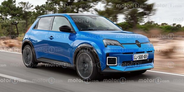 Renault 5 E-Tech Electric (2024) als Rendering von Motor1.com