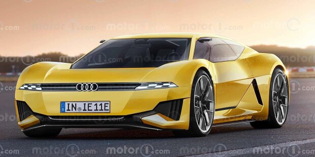 Audi R8 e-tron (2026) als Rendering von Motor1.com