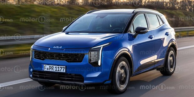 Kia Sportage Facelift (2025) im Rendering von Motor1.com