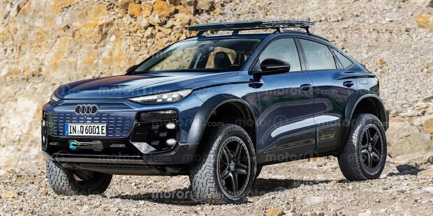 Audi Q6 Sportback e-tron Dakar im Rendering von Motor1.com