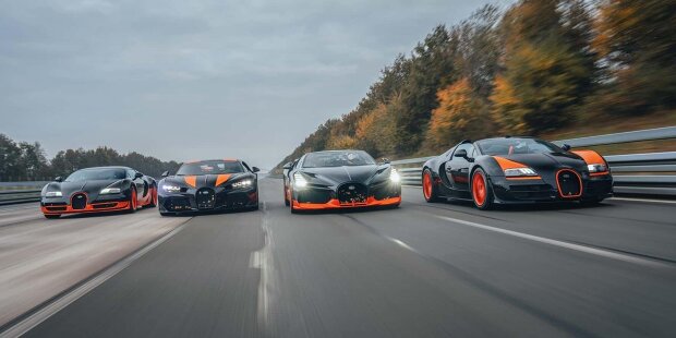 Bugattis Quartett der Weltrekordfahrzeuge
