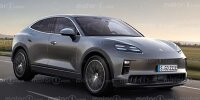 Porsche Cayenne Coupé EV (2025) im Rendering von Motor1.com