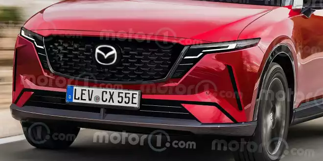 Neue Generation  optisch an CX-60 und CX-80 orientiert  -  Mittelklasse-SUV im Rendering